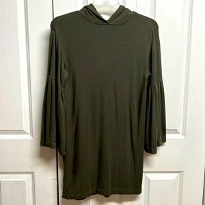 Lou Gray Dark Olive Green Rayon Blend Hood Dress Size S